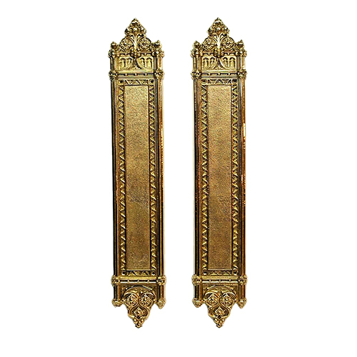Antique brass door push plate for hotel entryways