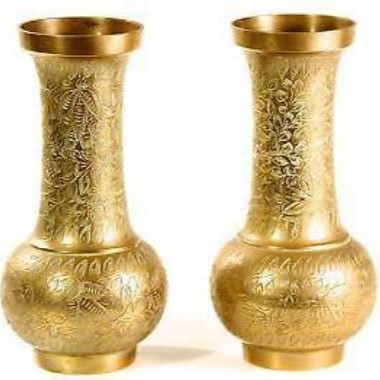 Decorative brass plated flower vases for hotel lobbies
